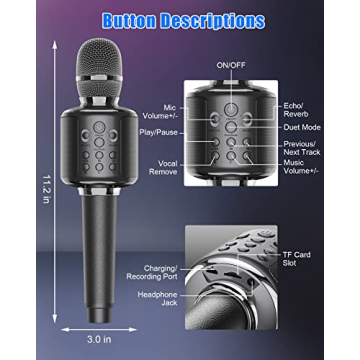 XZL Bluetooth Karaoke Microphone for Kids & Adults, Wireless Rechargeable Mic with Built-in Stereo Speaker, Echo｜Duet Mode｜Recording｜Music Playback, Premium Leather Handle, Portable Storage Case