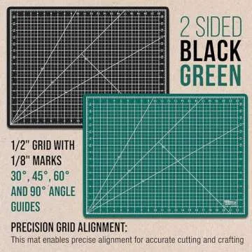 U.S. Art Supply 18" x 24" Green/Black Professional Self Healing 5-Ply Double Sided Durable Non-Slip Cutting Mat Great for Scrapbooking, Quilting, Sewing and all Arts & Crafts Projects