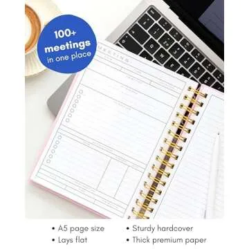 Lamare Meeting Notebook for Work Organization - 100+ Meetings Work Notebook For Note Taking - Meeting Notes Notebook For Work - Stay Productive with Meeting Planner Notebook 220 pages l A5 Size 8.5x6”