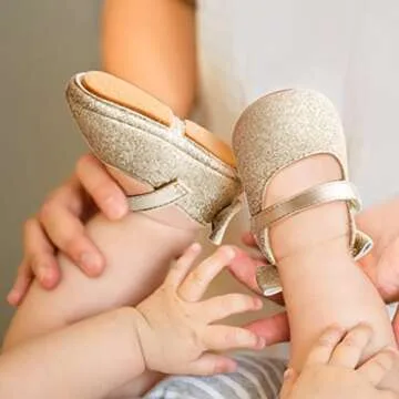 Felix & Flora Gold Baby Shoes Girl 12-18 Months - Infant Baby Walking Shoes Moccasinss Rubber Sole Crib Shoes(Gold,12-18 Months)