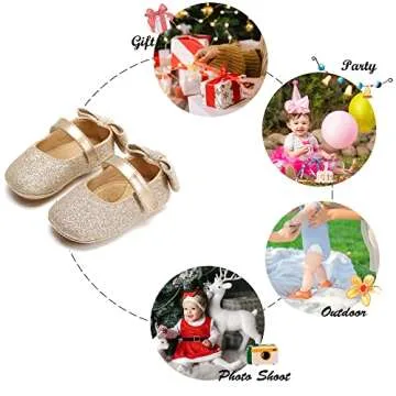 Felix & Flora Gold Baby Shoes Girl 12-18 Months - Infant Baby Walking Shoes Moccasinss Rubber Sole Crib Shoes(Gold,12-18 Months)