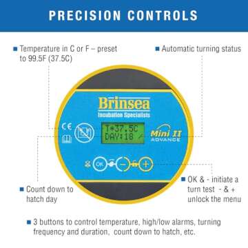 Brinsea Mini II Advance Egg Incubator with Automatic Egg Turning and Temperature Control for Hatching 7 Chicken, Duck, or Other Eggs, Ideal Incubator for Hobbyists, Teachers, and Learners