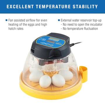Brinsea Mini II Advance Egg Incubator with Automatic Egg Turning and Temperature Control for Hatching 7 Chicken, Duck, or Other Eggs, Ideal Incubator for Hobbyists, Teachers, and Learners