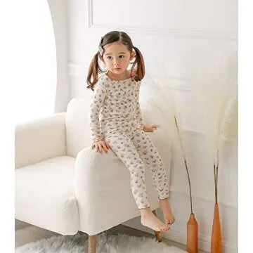AVAUMA Baby Boys Girls Pajama Set 6M-7T Kids Cute Toddler Snug fit Flower Pattern Design Pjs Cotton Sleepwear Ruffled Shirring (Laura.Ivory/BrFlower.XL)