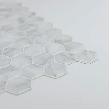 InHome Hexagon Marble Peel Stick Backsplash Tiles for Easy Install