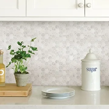 InHome Hexagon Marble Peel Stick Backsplash Tiles for Easy Install