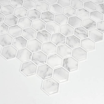 InHome Hexagon Marble Peel Stick Backsplash Tiles for Easy Install