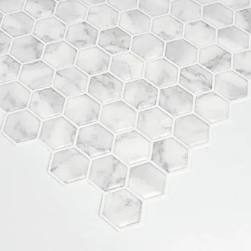 InHome Hexagon Marble Peel Stick Backsplash Tiles for Easy Install
