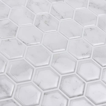 InHome Hexagon Marble Peel Stick Backsplash Tiles for Easy Install