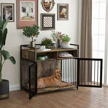 GDLF Dog Crate Furniture-Style Cages, Heavy Duty Dog Kennels with Storage and Anti-Chew (41Inch = Int.dims:39.4”Wx22.2”Dx23”H)