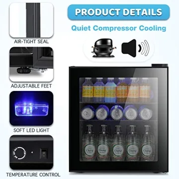 Antarctic Star 70 Can Beverage Cooler Black Glass Door