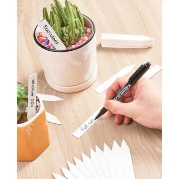 Homenote 200 Pcs 4 Inch Plastic Plant Labels Waterproof Plant Tags for Seedling,Vegetable Gardening Tags,Garden Markers Outdoor for Plants Name Sign with Permanet Marking Pen,White