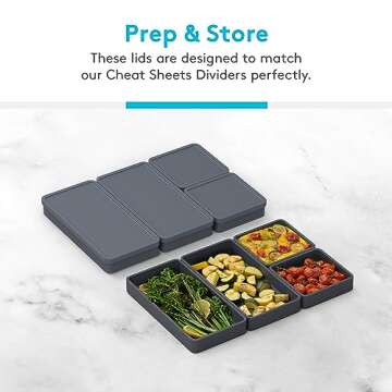 Prepd Cheat Sheets Lids - Silicone Bakeware Lid for Prepd Modular Sheet Pan Dividers - 4 Nonstick, O...