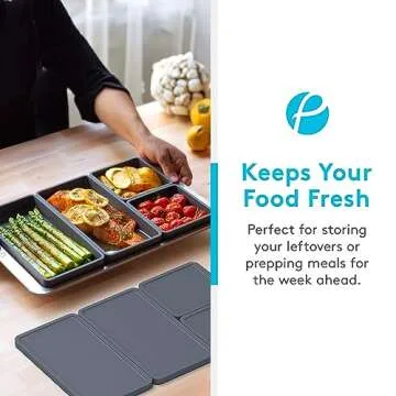 Prepd Cheat Sheets Lids - Silicone Bakeware Lid for Prepd Modular Sheet Pan Dividers - 4 Nonstick, Oven, Microwave, Dishwasher, Fridge & Freezer-Friendly Sheet Pan Divider Lids for Cooking & Storage