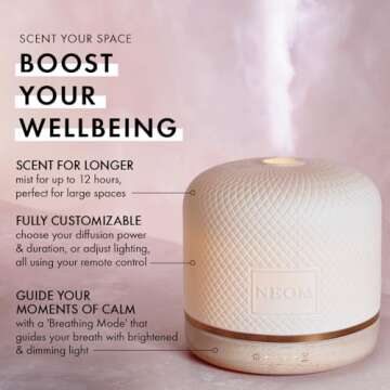 'NEOM – Wellbeing Pod Luxe | Premium Ceramic Ultrasonic Essential Oil Diffuser, 350ml | Ceramic Co...