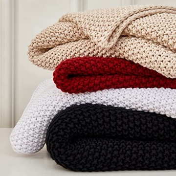 Organic Chunky Cable Knit Throw Blanket for All Ages
