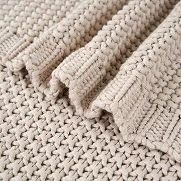 Organic Chunky Cable Knit Throw Blanket for All Ages