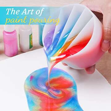 NiArt 5-Channel Silicone Split Cup Pouring Tool for Acrylic Paint Epoxy Resin with 2PCS Silicone Mix...