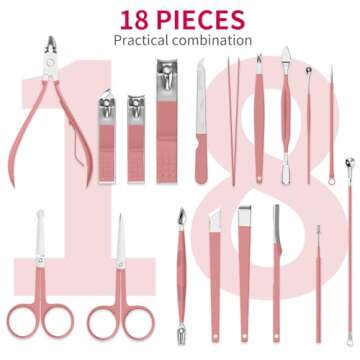 ZIZZON Manicure Set 18 in 1 Professional Pedicure Set Nail scissors Grooming Kit with Leather Travel...