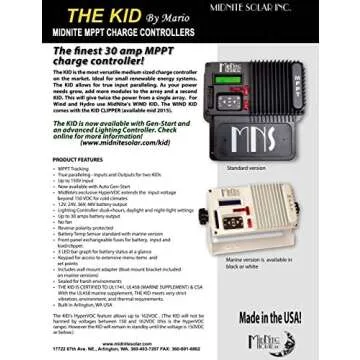MidNite Solar MNKID-B 30A MPPT Controller for Solar Power