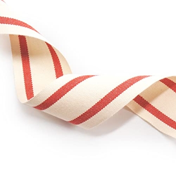CT CRAFT Ivory Cotton Red Stripes Ribbon 1.5" x 10 Yards