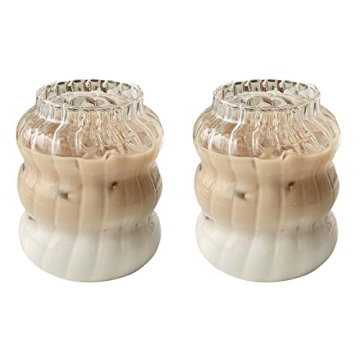 MANMAOHE Vintage Wavy Drinking Glasses Set of 2 - Elegant Ribbed Glassware