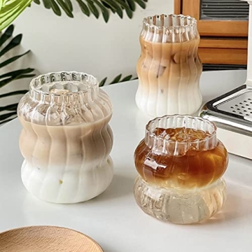 Unique Vintage Ribbed Drinking Glasses for Coffee Cocktails