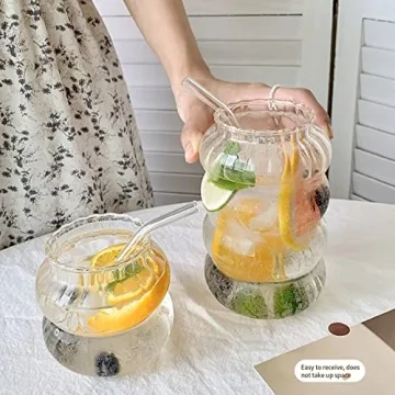 Unique Vintage Ribbed Drinking Glasses for Coffee Cocktails