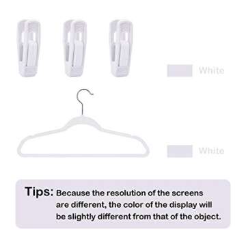 Trgowaul Velvet Hangers Clips, Pants Hangers Velvet Clips, Strong Finger Clips Perfect for Thin Velvet Hangers (20pc, White)