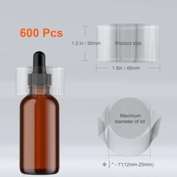 600Pcs Shrink Wrap for Bottles Bands Jars - Clear Heat Shrink Bottle Seals, Easy to use, for Essenti...