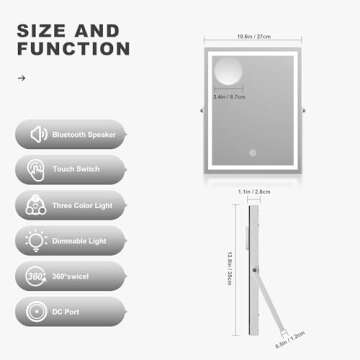 Hasipu LED Makeup Mirror with Bluetooth Speaker