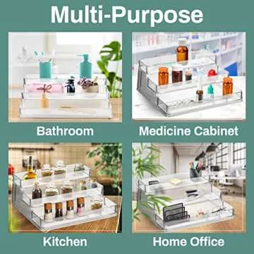 Home Intuition 3-Tier Clear Spice Rack Glass Spice-Jar Organizer for Cabinet Kitchen Pantry Shelf-Organizer