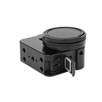 SHOOT Side Open Housing Case for GoPro Hero 6 Wire Connectable Aluminium Alloy Metal Skeleton Protective Frame Cage Shell with 52mm UV Filter for Go Pro Hero 6 Action Camera Accessories(Black)