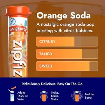 Zipfizz Daily Energy Drink Powder, Orange Soda, 20 Pack | 3-in-1 Sustained Energy, Rapid Hydration, and Essential Vitamins | Sugar-Free | Electrolyte Powder | Contains Vitamin B-12 & Antioxidants
