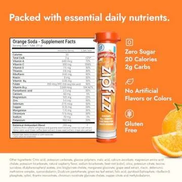 Zipfizz Daily Energy Drink Powder, Orange Soda, 20 Pack | 3-in-1 Sustained Energy, Rapid Hydration, and Essential Vitamins | Sugar-Free | Electrolyte Powder | Contains Vitamin B-12 & Antioxidants