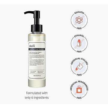 DearKlairs] Gentle Black Fresh Cleansing Oil, a light and spreadable texture, only 6 ingredients (5.07 Fl Oz)