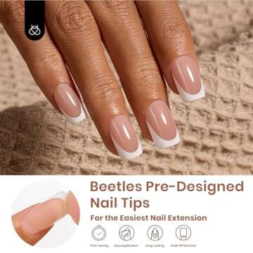 Beetles French Tip Press on Nails Short Square Brown Color, 224pcs 16 Sizes Press on nails White Fre...