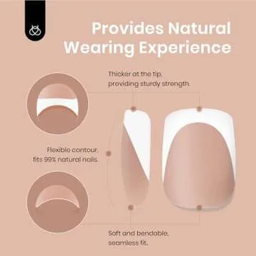 Beetles French Tip Press on Nails Short Square Brown Color, 224pcs 16 Sizes Press on nails White French 4 in 1 Gel Nail Tips, DIY Nail Art Salon Quality Manicure Gift for Girls No File Need