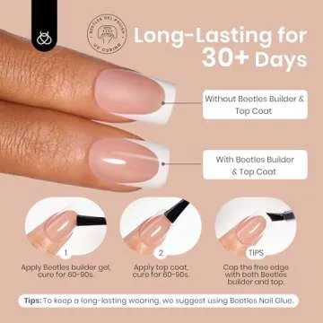 Beetles French Tip Press on Nails Short Square Brown Color, 224pcs 16 Sizes Press on nails White French 4 in 1 Gel Nail Tips, DIY Nail Art Salon Quality Manicure Gift for Girls No File Need