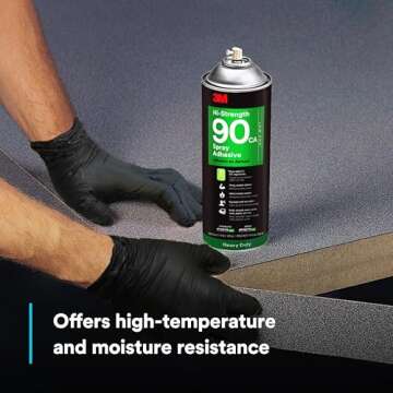 3M Hi-Strength 90 CA Spray Adhesive, Low VOC, Permanent, Bonds Laminate, Wood, Concrete, Metal, Plastic, Clear Glue, Net Wt 19 oz