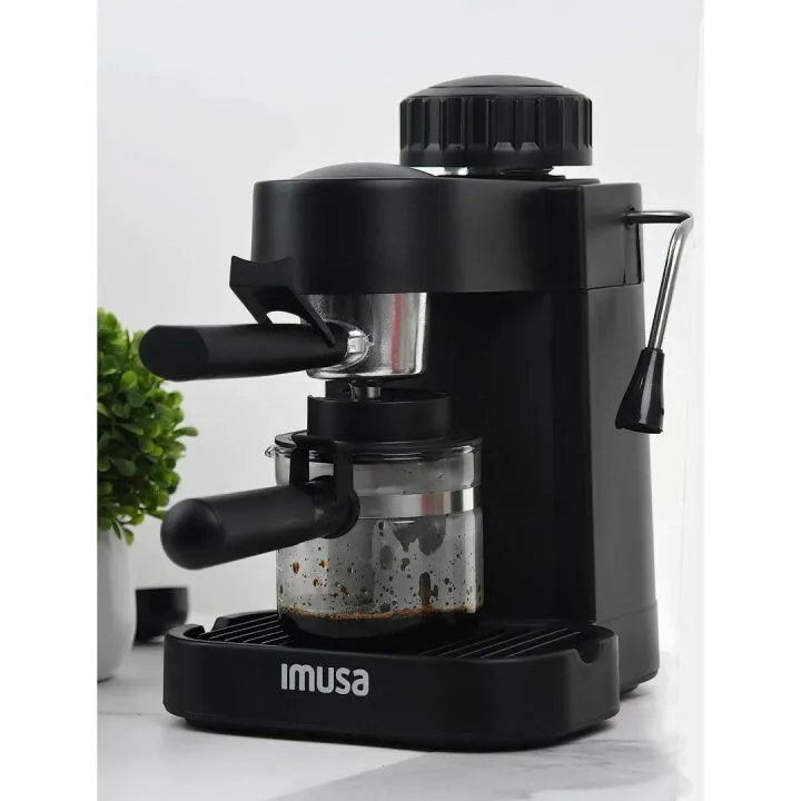 IMUSA Espresso Cappuccino Maker 4 Cup - Black