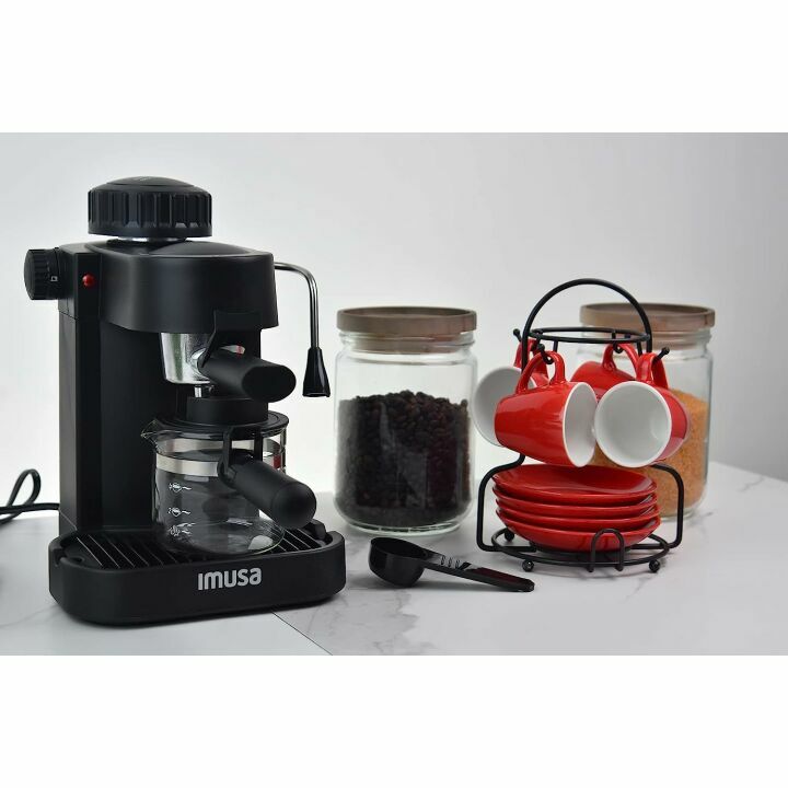 IMUSA Espresso Cappuccino Maker 4 Cup - Black