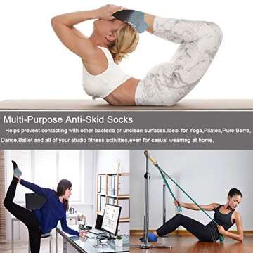 CozTake Non-Slip Yoga Socks for Women - Grey & Purple