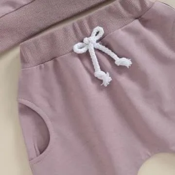 FYBITBO Toddler Baby Boy Girl Fall Winter Clothes Mama Is My Bestie Letter Print Sweatshirt Long Sleeve Pullover Pants Set (Purple Mama Is My Bestie, 6-12 Months)