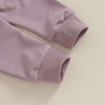 FYBITBO Toddler Baby Boy Girl Fall Winter Clothes Mama Is My Bestie Letter Print Sweatshirt Long Sleeve Pullover Pants Set (Purple Mama Is My Bestie, 6-12 Months)