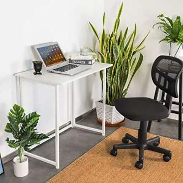 Leopard Folding Computer Desk - Space-Saving, No Assembly, Compact Design