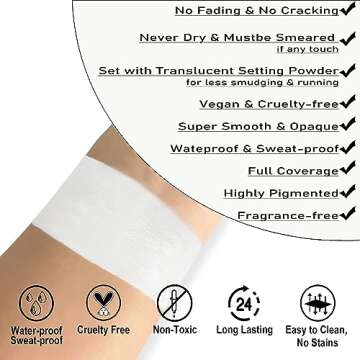 CCBeauty Clown White Face Body Paint Stick Oil, White Eye Black Sticks for Sports, Cream Skeleton Jo...