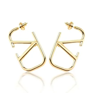 Luxury Gold Letter V Stud Earrings 18K Gold Plated Fashion Jewelry for Women