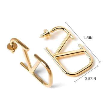 Elegant Gold Letter V Stud Earrings for Women