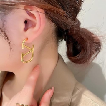 Elegant Gold Letter V Stud Earrings for Women